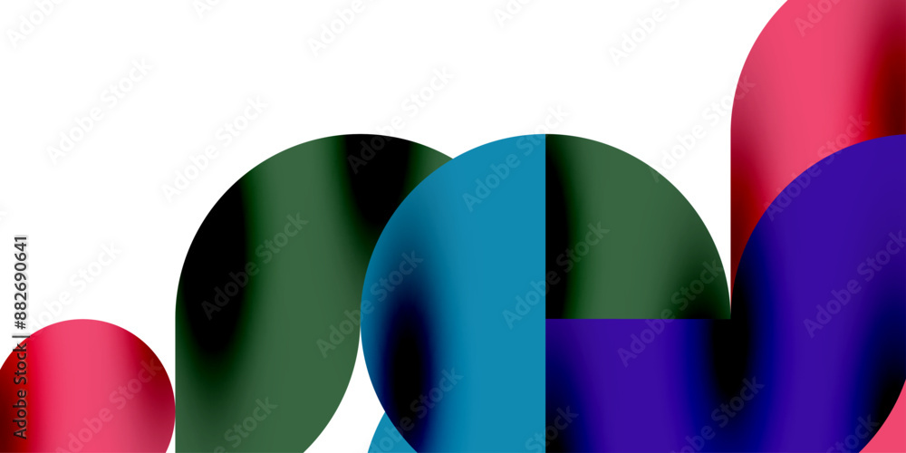 Poster tech minimal circular shapes geometric art. vector modern circles