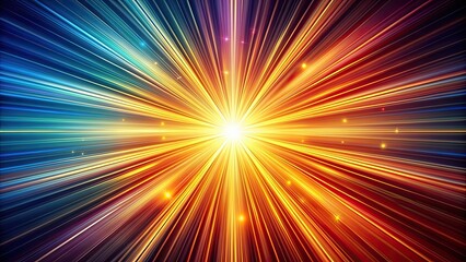 Obraz premium Dynamic abstract starburst pattern with colorful streaks of light in warm and cool tones creating motion and energy