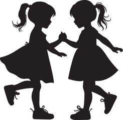 Two sisters silhouette vector art

