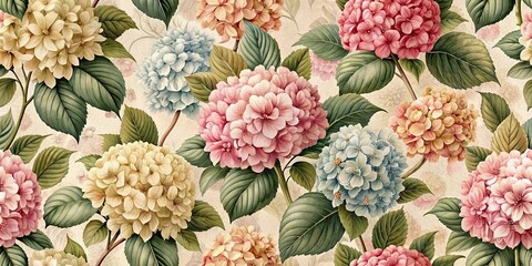 Retro hydrangea floral pattern wallpaper with a vintage vibe, retro, hydrangea, floral, pattern, wallpaper, vintage
