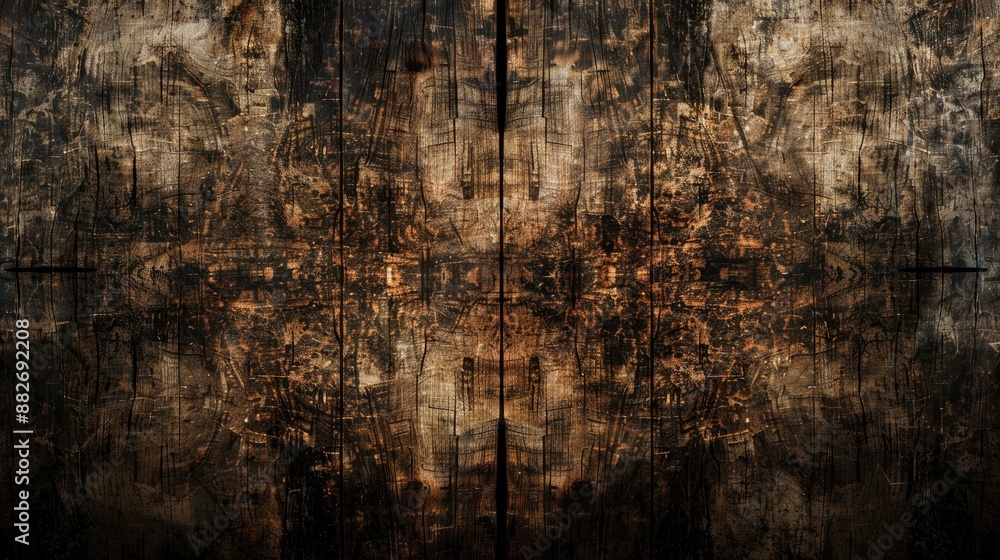 Poster front view of an abstract grunge background made of wood
