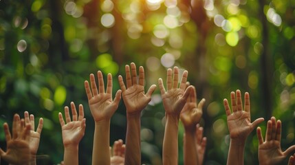 The act of raising hands signifies equality and the acknowledgment of everyone's voice in a democratic society.
