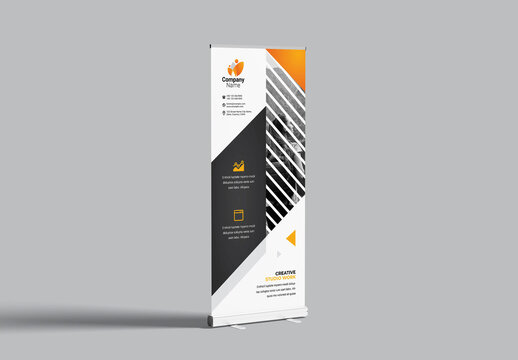 Corporate Black Orange Rollup With Trangle