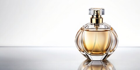 Elegant perfume bottle on a white background, fragrance, beauty, luxury, cosmetic, design, glass, container, scent, aroma