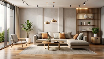 Modern living room with minimalist design and neutral colors , home, interior, decor, furniture, contemporary, design, stylish