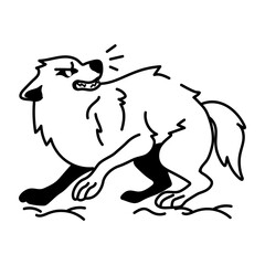 A doodle style icon of an angry wolf 