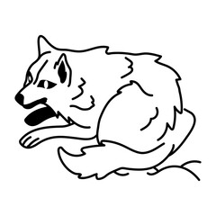 Doodle style icon of a canis lupus 