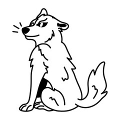 A doodle style icon of a canid 