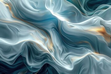 Obraz premium Glossy mint and teal abstract fluid shapes with shine