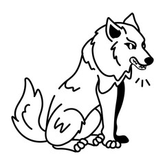 Cute doodle icon of a wolf cartoon 