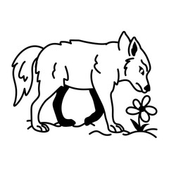 A hand drawn icon of a canis lupus 