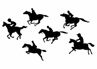 silhouette or illustration of horse racing