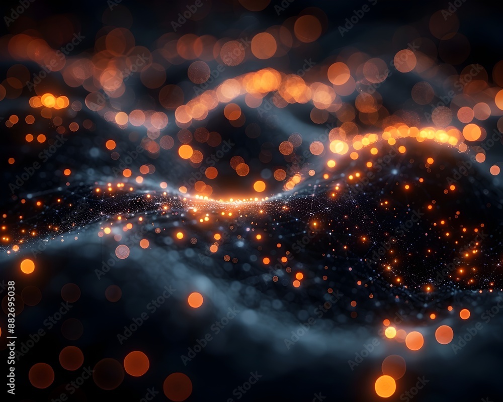 Poster glowing threads of light visualization of quantum entanglement