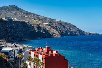 Large cliffs next to the coastal town of Santa Cruz de la Palma, Canary Islands. © josemiguelsangar