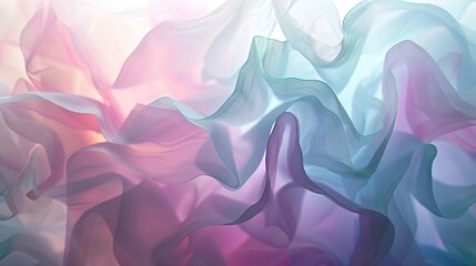Fototapeta premium Layers of translucent, overlapping shapes in soft pastel colors, giving a dreamy, ethereal feel.