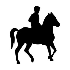 silhouette or illustration of a person riding a horse
