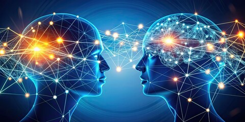 Concept of mind linking technology connecting thoughts and bridging communication gap , futuristic, AI