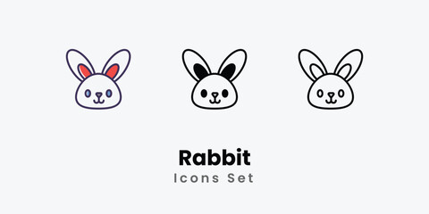Rabbit Icons thin line and glyph vector icon stock illustration