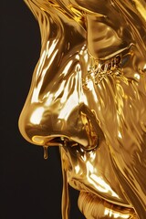 24k gold abstract waves dripping look 3d paint