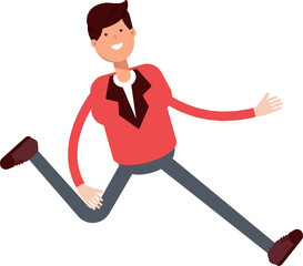 Businessman in Red Suit Character Running Illustration
