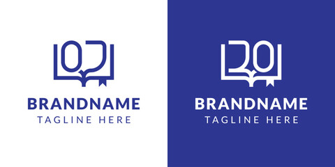 Letters OJ and JO Book Logo, suitable for business related to book with OJ or JO initials