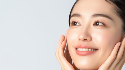Beauty face. Woman with natural makeup and healthy skin portrait. Skin care, cosmetic concept