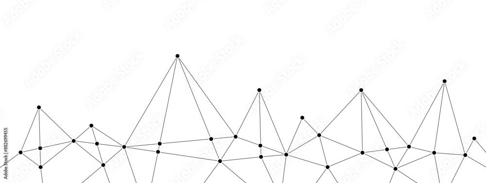 Poster Network polygonal connect lines and dots background template. Technology data transfer server global system graphic vector.	
