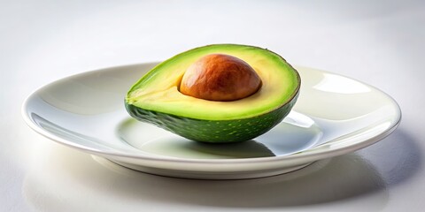 Fresh avocado slice placed on a white plate, avocado, healthy, food, green, ripe, nutrition, fruit, organic, gourmet