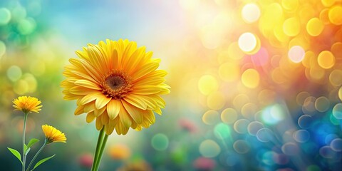 Obraz premium Colorful floral background with a yellow flower in the foreground, flowers, nature, vibrant, colorful, background, yellow, bloom