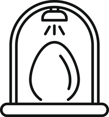 Outline icon of an egg incubator warming up, ready for the hatching process to begin