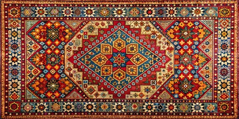 Intricate Moroccan carpet featuring traditional geometric patterns and vibrant colors, Moroccan, carpet, intricate