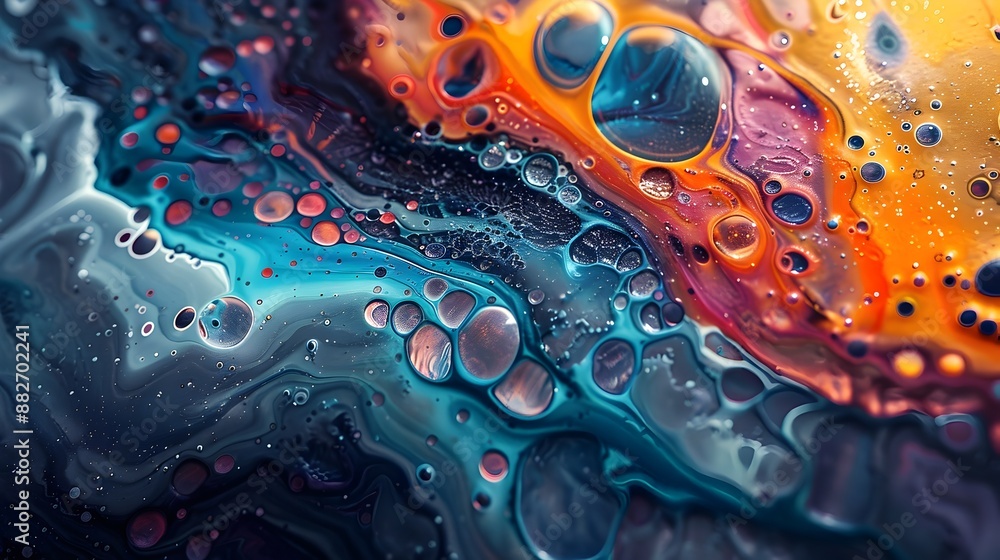 Aufkleber vibrant abstract art composition with intricate fluid patterns and captivating color palette