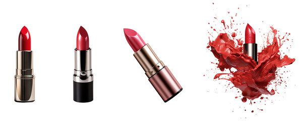 Collection of lipsticks. Isolated on a transparent background.