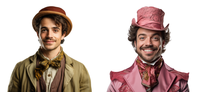 Portrait of fantasy magician characters. Isolated on a transparent background.