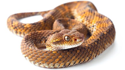 Obraz premium Isolated Temple Viper on a White Background
