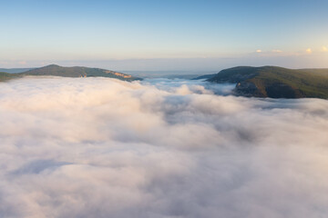 Aerial view on white clouds