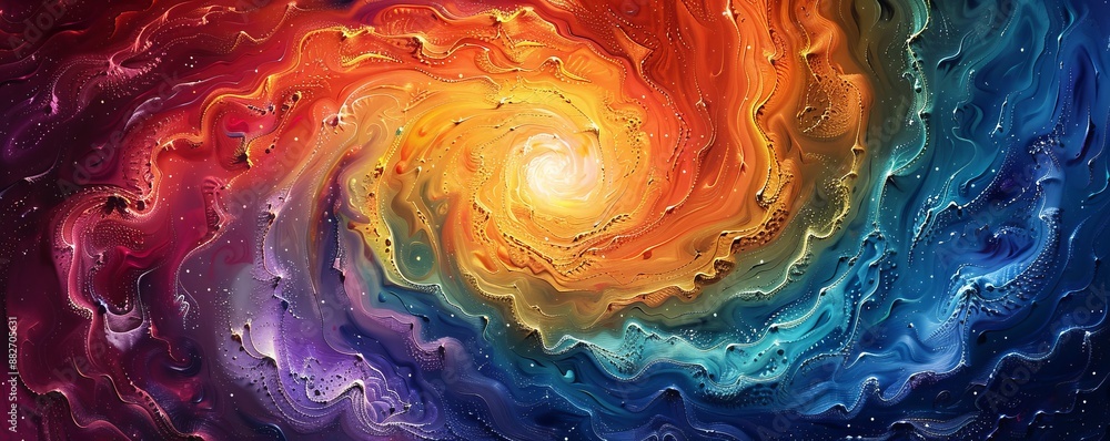 Poster swirling vortex of vibrant colors blending into mesmerizing pattern