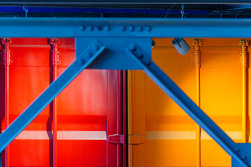 Various colorful rafters and shipping containers