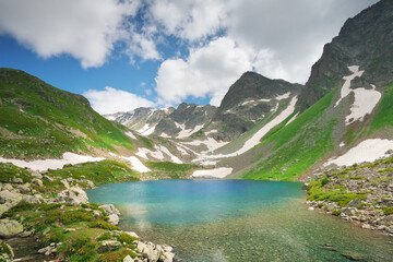 Beautiful summer landscape of mountain lake.