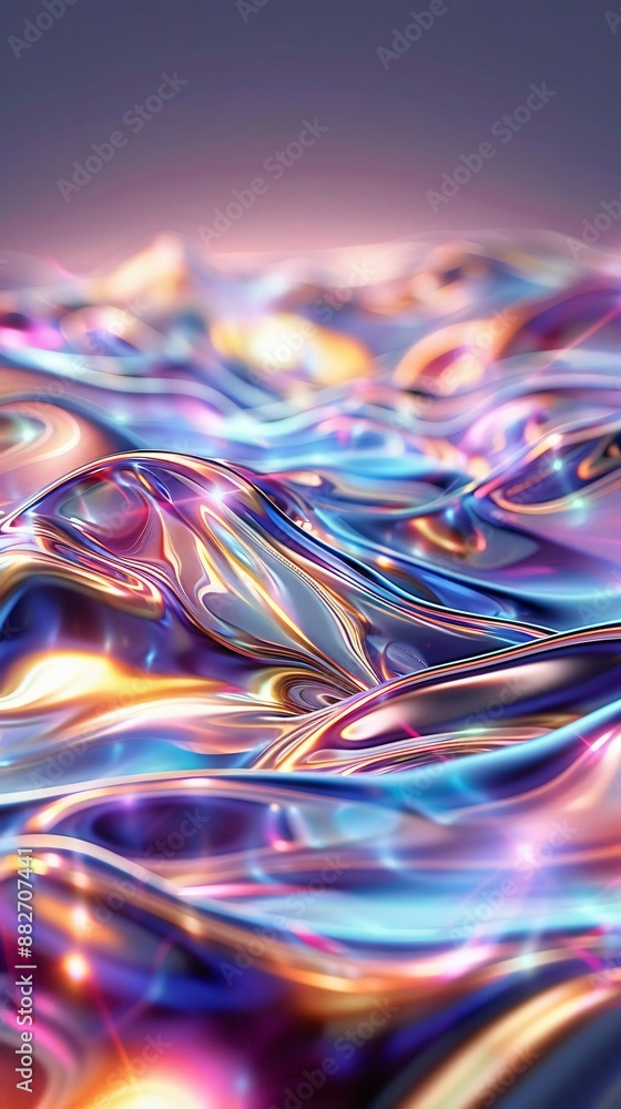 Poster abstract vibrant multicolored liquid waves pattern, futuristic and mesmerizing for backgrounds and d
