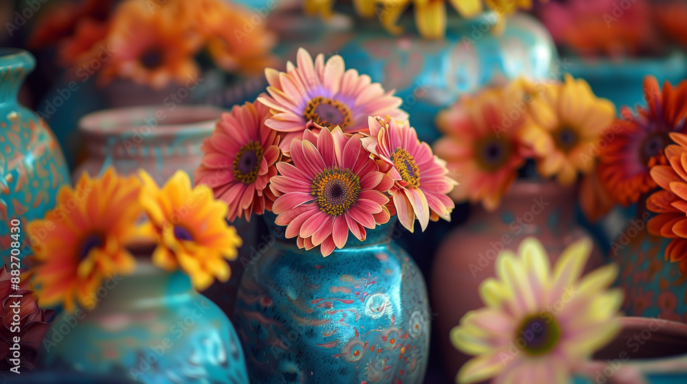 Wall mural pots in the market