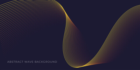 Abstract wave background with yellow line color element. Dynamic wave pattern. Modern flowing wavy lines. Futuristic technology concept. Suit for banner, poster, cover, brochure, flyer, website © IsyfiAnny