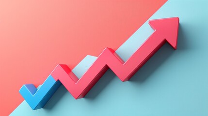 a minimalist concept of business growth with an arrow graph symbolizing future growth and development, evoking success and progress