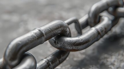 Naklejka premium CloseUp of Strong Metal Chain Links in High Detail on Blurred Background