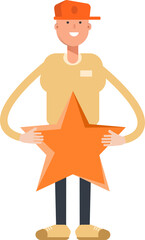 Man Wearing Cap Character Holding Star
