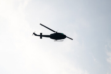 flying helicopter in the sky