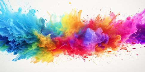 Abstract Watercolor Rainbow Splash Rainbow Painting Illustration on White Background