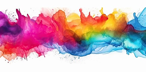 Abstract Watercolor Rainbow Splash Rainbow Painting Illustration on White Background
