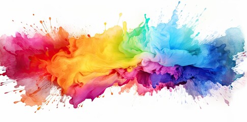 Abstract Watercolor Rainbow Splash Rainbow Painting Illustration on White Background