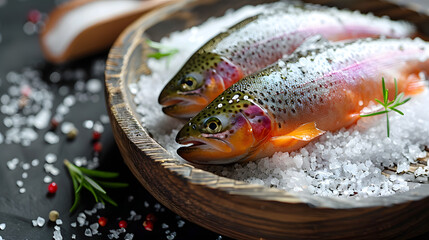 Rainbow trout and kosher salt